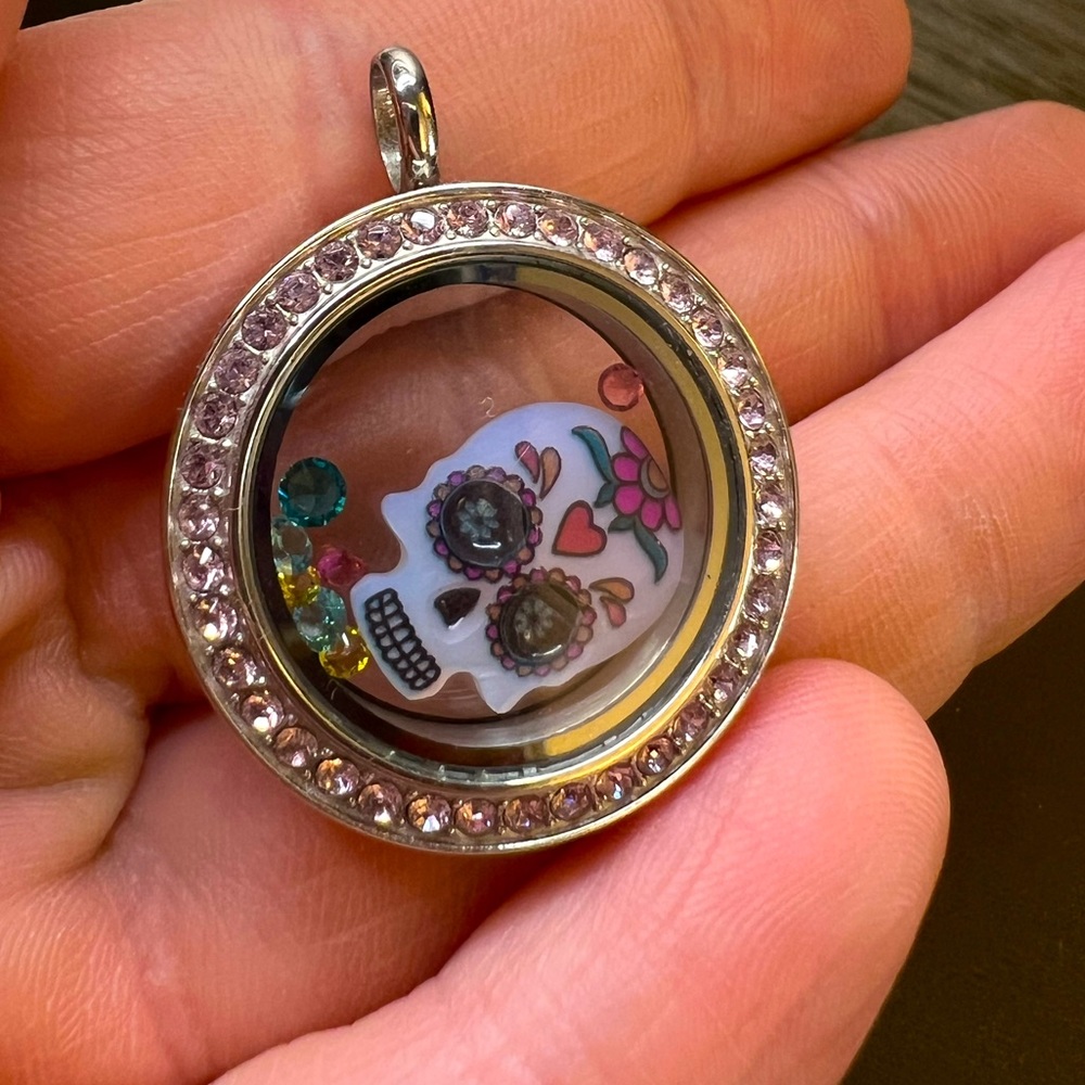 Origami Owl Locket with DayOfTheDeath charm and crystals